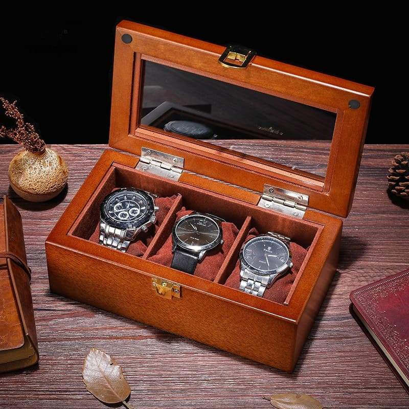 Goetland PU Leder Uhrenbox Brillenbox Schmuckkästchen Abschließbar  Aufbewahrung 6 Uhren Stecker & 3 groß Sonnenbrillen Gitt…