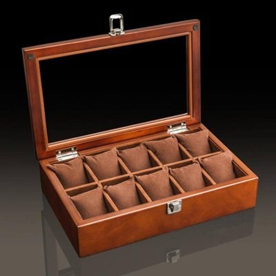 BROWN WOOD WATCHBOX 10 Uhren