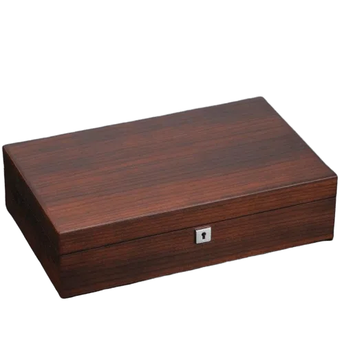 HOLZ-UHRENBOX MIT TASCHE  12 Uhren