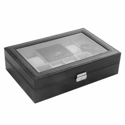 LEDER UHRENBOX UND SCHMUCKSCHATULLE <br/> 8 Uhren