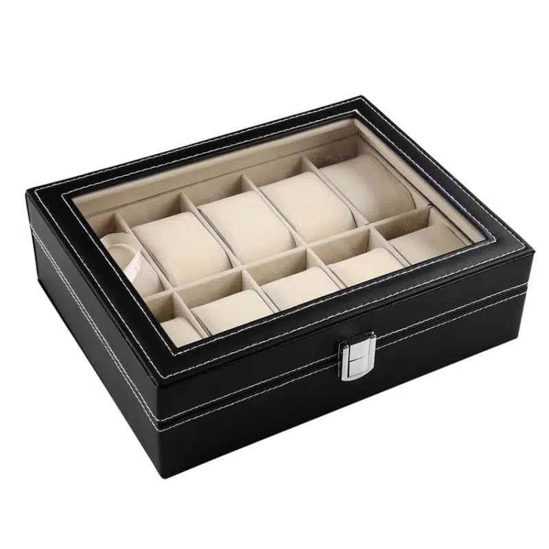 UHRENBOX AUS KUNSTLEDER  10 Uhren