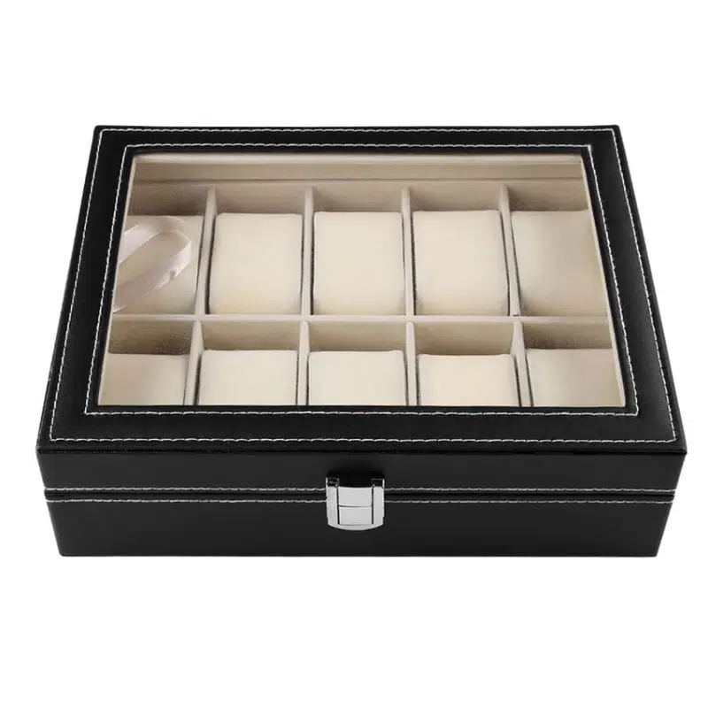 UHRENBOX AUS KUNSTLEDER  10 Uhren