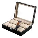 UHRENBOX AUS KUNSTLEDER  10 Uhren
