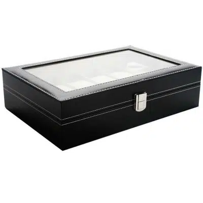 UHRENBOX AUS KUNSTLEDER <br/> 12 Uhren