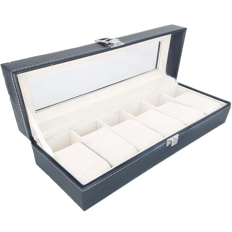 UHRENBOX AUS KUNSTLEDER 6 Uhren